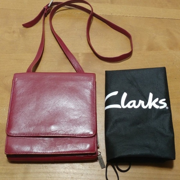 Clarks Handbags - Clarks Brick Red Leather Cross Body